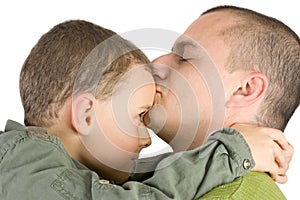 Father kissing his son