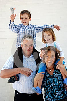 Father mother and children in good mood