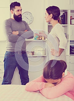 Father and mother quarrelling