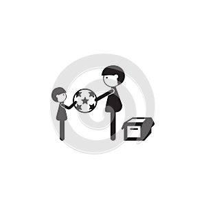 father plays with his son in the ball icon. Illustration of family values icon. Premium quality graphic design. Signs and symbols