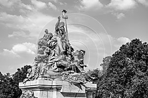 Father Rhine and his Daughters,  1884 - 1897 bronze statue and fountain by Karl Janssen placed  in front of the K21 Standehaus art