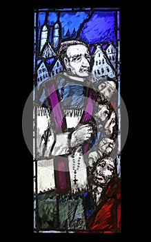 Father Rupert Mayer, stained glass window in St. John church in Piflas, Germany