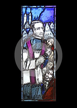 Father Rupert Mayer, stained glass window in St. John church in Piflas, Germany