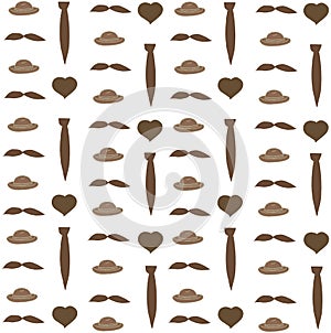 Father`s day background - from brown hats and ties. vector doodle