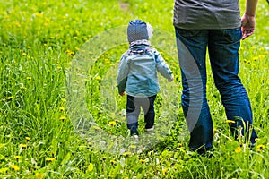 Father`s day concept - baby and dad rear view