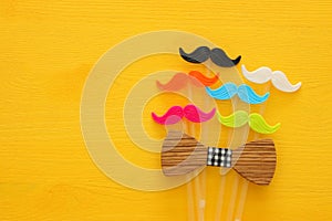 Father& x27;s day concept. Hipster colorful and funny moustache