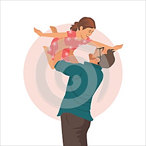 Father\'s day. Happy family daughter hugs his dad on holiday