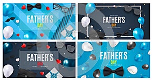 Father`s Day Sale Background set. Poster, flyer, greeting card, header for website. Vector Illustration