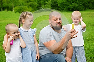 Father shoots of the firecracker