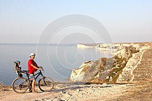 Father and son on bicycle