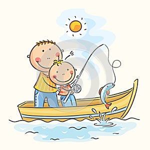 Father and son in the boat