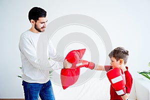 Father and son boxing