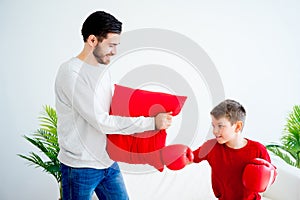 Father and son boxing