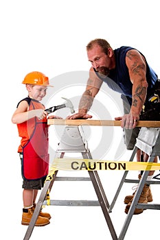 Father and son carpenter job