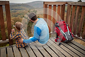 Father and son enjoying the view