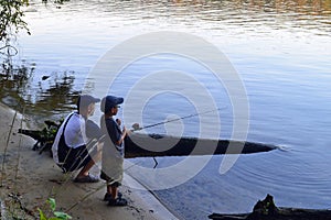 Father and son fishing