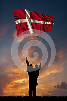 Father with son and the flag of Denmark