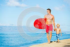 Father and Son Going Surfing