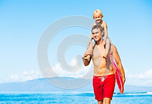 Father and Son Going Surfing