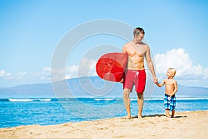 Father and Son Going Surfing