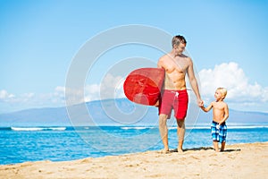 Father and Son Going Surfing photo