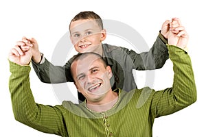 Father and son having fun