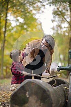 Father and son having fun outdoors