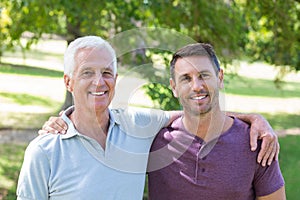 Father and son having fun in the park