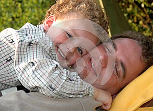 Father and Son Hugging