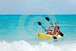 Father and son kayaking