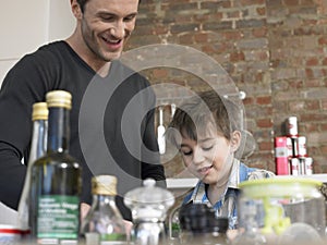 Father And Son In Kitchen