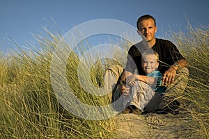 Father And Son Looking Away