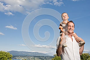 Father son piggy back