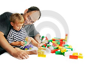 Father and son playing