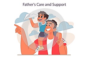 Father and son relationships. Happy loving family, positive parenting