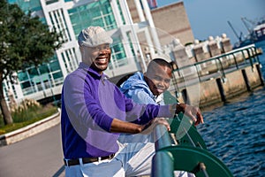 Father and son at the riverwalk