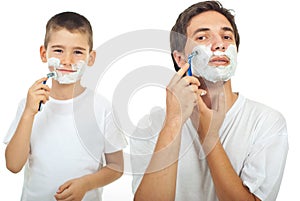 Father and son shaving photo