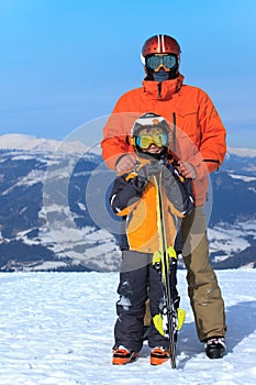 Father and Son Skiers