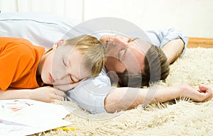 Father with son sleeping