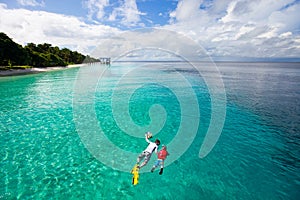 Father and son snorkeling