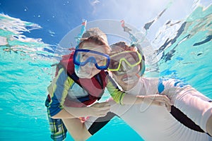 Father and son snorkeling