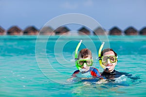 Father and son snorkeling