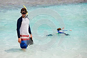 Father and son snorkeling