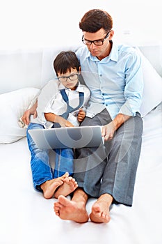 Father and son spending leisure time