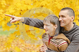 Father and son on a walk