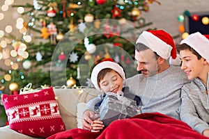 Father and sons at Christmas time