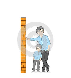 The father is standing with his son. Father`s day. vector illustration.
