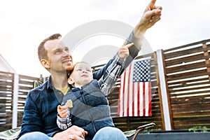 Father and toddler son spend time together