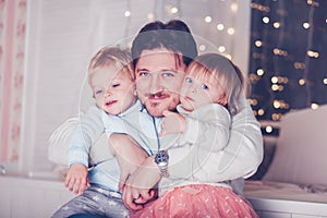 Father with twins