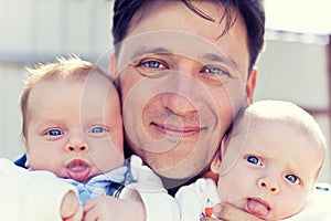 Father with twins